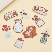 Patchs en tissu brodés, style maison, artistiques et confortables, thermocollants/auto-adhésifs, badges décoratifs faits à la main pour coques de téléphone, sacs