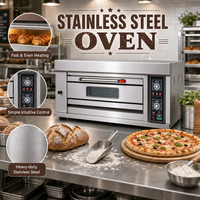Four à sole au gaz commercial 1 sole 2 plateaux en acier inoxydable robuste de qualité industrielle pour boulangerie, pain et pizza, à commande par bouton
