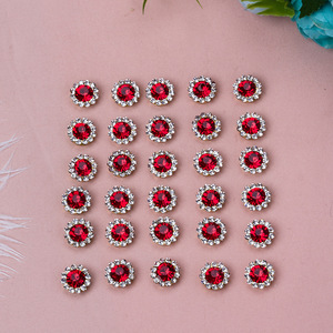Placa redonda de diamantes de imitación con flores, doble capa de diamantes de imitación para accesorios de cabello DIY, suministros de abalorios, 12 facetas, origen Yiwu - Product Image 4