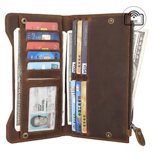 AndoBag Cartera Larga para Hombre, de Cuero Genuino de Vaca, Estilo Retro, Cuero Crazy Horse, con Protección RFID, Bolso de Mano Casual - Product Image 3