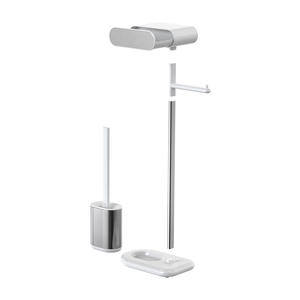 Porte-papier toilette moderne sur pied avec rangement pour brosse, organisateur de salle de bain, design résistant à l'humidité, forme rectangulaire - Product Image 5