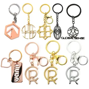 No Moq Stainless Steel Motel Keychain Blank Fashion Cut out Custom Letter Keychain Accessories Die Casting Key Rings Wholesale