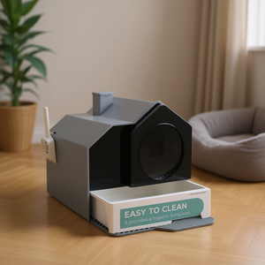 Bac à litière pour chat en plastique rectangulaire facile à nettoyer pour les amis félins - Product Image 2