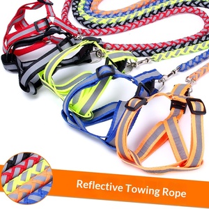 Guinzaglio e Pettorina Imbottiti in Nylon Riflettente con Fibbie per Cani di Piccola e Media Taglia - Passeggiate Notturne - Product Image 2