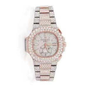Montre automatique mécanique en or rose pour hommes, style Hip Hop, luxe, sertie de moissanite VVS couleur D, vente en gros - Product Image 4