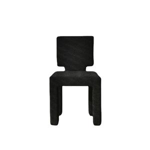 Chaise de salle à manger en peluche noire de style nordique avec dossier, tabouret de salon moderne et minimaliste pour adultes et enfants - Product Image 4