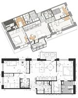 Service de design d'intérieur pour appartements modernes, dessins de construction 2D, visualisation en 3D