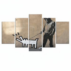 Impression sur toile de graffitis de Banksy Barking Dog - Art mural moderne, lot de 5 toiles assorties - Product Image 2