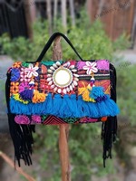 Sac Banjara artisanal indien pour femme, en coton assorti, fait main, patchwork coloré, design ethnique, fermeture à bouton, forme selle - Grande Vente