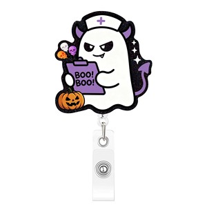 <span class=keywords><strong>Porte</strong></span>-badge rétractable personnalisé pour infirmières, motif fantôme d'Halloween, mignon et effrayant, avec <span class=keywords><strong>cordon</strong></span> en caoutchouc durable pour cartes d'identité - Product Image 6