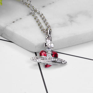 Collar de esmalte de colores con corazón pequeño de la Emperatriz Viuda Vivienne, diseño de nicho, joyería de Saturno de alta calidad para mujer - Product Image 1