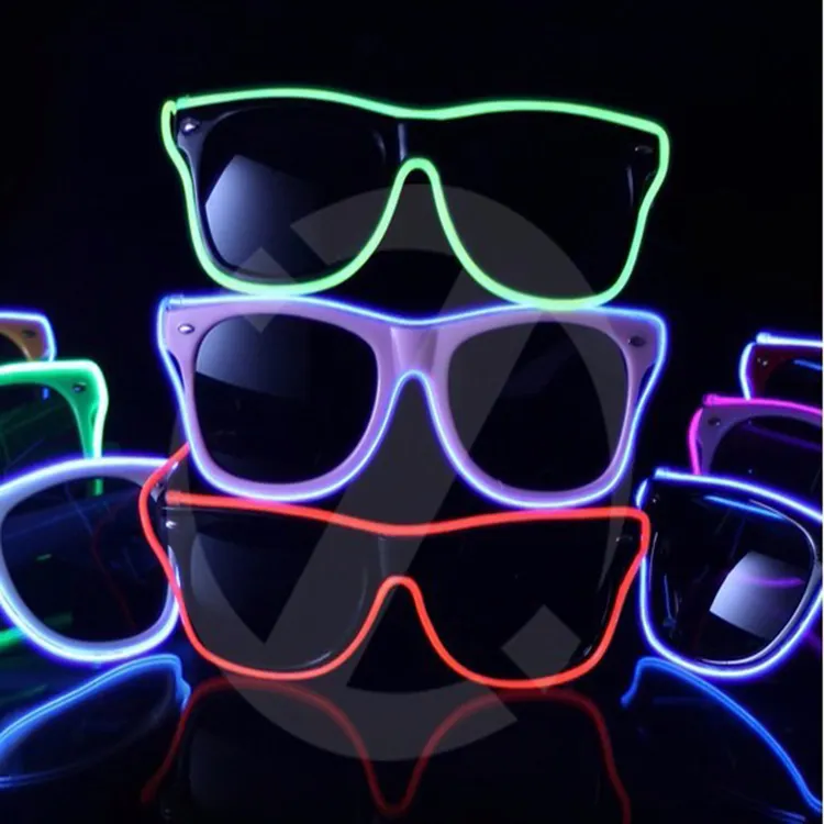 New Flashing Glasses EL Wire Glasses Glowing Party Supplies Lighting Novelty Gift Bright Light Festival Party Glow Sunglasses