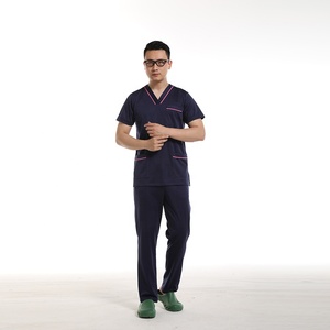 Uniforme de algodón y poliéster para médicos y enfermeras, uniforme de <span class=keywords><strong>trabajo</strong></span> para personal de Hospital, color azul marino, venta al por mayor - Product Image 6