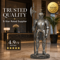 Levensgroot middeleeuws ridderharnas standbeeld premium hars sculptuur vintage Scandinavische kantoordecoratie groot creatief ornament populaire verkoop