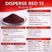 Colorant textile en poudre Disperse Red 13 (RUBINE B) 200% de concentration, marque Liqian, pour applications sur polyester