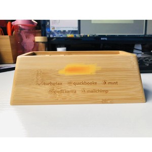Porte-stylo en bambou, boîte de rangement de bureau multi-compartiments avec support pour téléphone et organisateur de câbles pour usage au bureau - Product Image 2