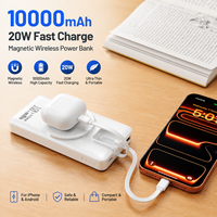 Batterie externe 20W 10000 mAh Type-C ultra-fine et portable avec câbles, chargeur rapide, affichage LED, chargeur de téléphone
