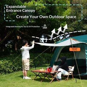 Tente de camping, deux chambres, un salon, pliable, portable, protection solaire, imperméable, grande tente de camping - Product Image 4