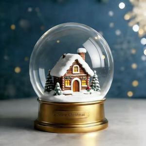 كرة ثلجية من الراتنج بتصميم قرية عيد الميلاد مع صندوق هدايا، هدايا مخصصة عالية الجودة لعيد الميلاد - Product Image 2