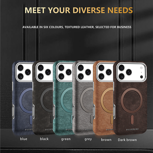 Fundas Magnéticas de Lujo de Cuero PU para Teléfonos Móviles iPhone 17 16 15 14 13 12 Pro Max 17 Air con Marco Electrochapado y Protección Antigolpes - Product Image 2
