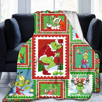 Jetés de couvertures en flanelle polaire de Noël Fuzzy Grinch Gnome