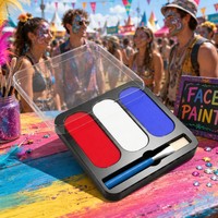 Kit de peinture pour le visage 3 couleurs rouge blanc bleu, peinture corporelle à base d'eau avec pinceau pour fête du drapeau national, Halloween, maquillage cosplay