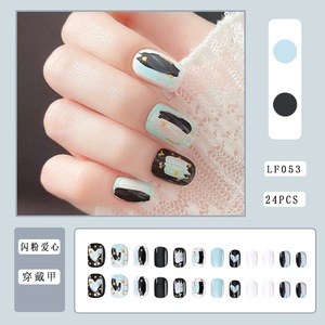 Faux ongles à presser personnalisés style français, 24 pièces, courts, portables, pour étudiants, vente en gros - Product Image 4
