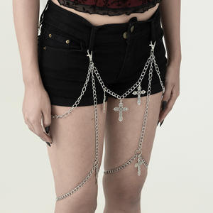 Catena del corpo europeo americano gotico da donna ciondolo a croce stile Halloween stile scuro catena del <span class=keywords><strong>ventre</strong></span> personalizzato in lega pietra naturale - Product Image 2