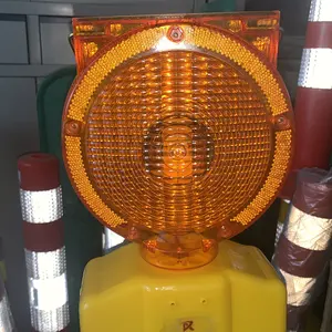 Lampu Surya Reflektif LED Kuning, Lampu Flasher Barikade/Amber Road Cone Peringatan Keselamatan Lentera Cono