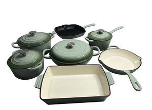 Ensemble de 7 ustensiles de cuisine modernes en fonte émaillée, base multicouche, poêle et faitout antiadhésifs multifonctions pour la cuisine domestique - Product Image 1