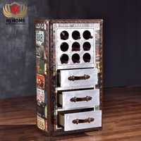 HJ HOME Steamer Vintage bagasi penyimpanan klasik penerbangan Bar furnitur Retro kabinet anggur merah