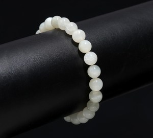 LUSTRE 100% Natural 8 mm Smooth Moonstone <b>Crystal</b> Art Nouveau Vintage Healing Stretch Beaded Bracelet Third Party Appraisal - Product Image 2