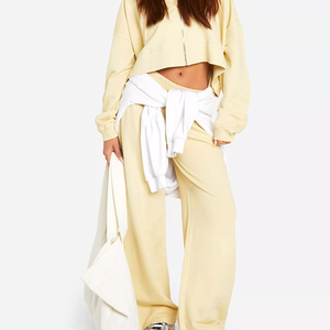 Pantalones Deportivos Anchos de Invierno para Mujer, 100% Algodón, Transpirables, Sólidos, Casuales, Antiarrugas, con Impresión de Logotipo Personalizado - Product Image 1