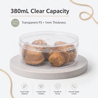 Boîte alimentaire empilable en PS de qualité alimentaire à haute transparence avec couvercle pour biscuits, gâteaux, pâtisseries, thé, café en grains, noix, salades séchées 380 ml