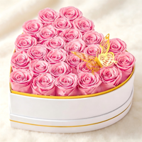 Eterfield Forever Flowers Roses éternelles en boîte en daim en forme de cœur - 100% rose véritable, dure toute l'année, idéal pour la Saint-Valentin, la fête des mères