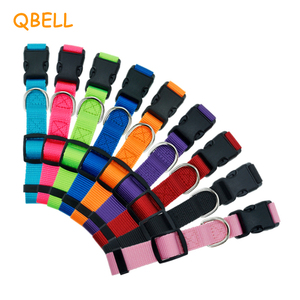 Collier pour chien Qbellpet en polyester, largeur 1,5 cm, 2,0 cm, 2,5 cm, motif uni tendance, coloré, avec clochette - Product Image 1
