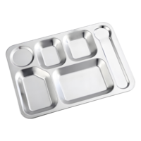Vaisselle d'étudiant de cantine à bas prix en gros assiette à dîner en acier inoxydable 304/316/316L boîte à lunch en acier inoxydable