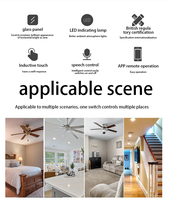Ventilador Tuya del Reino Unido y La UE y 4 Gang Light Smart WiFi Voice Control remoto Switch Panel de vidrio Funciona con Google Home Alexa