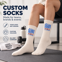 Chaussettes basses personnalisées Off White avec motif bleu et texte rouge, ajoutez vos couleurs et texte de logo, faible MOQ