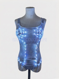 Chaqueta Monokini Brillante con <span class=keywords><strong>Lentejuelas</strong></span> y Flecos LED para Mujer, <span class=keywords><strong>Top</strong></span> Ajustado con Brillo para Fiesta Disco Vaquera - Product Image 5