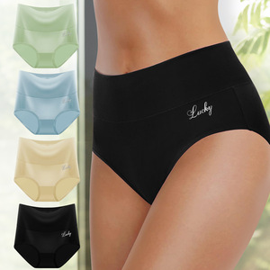 Culotte gainante taille haute sans couture, couleur unie, entrejambe en pur coton, pour le contrôle du ventre, grande taille pour femme - Product Image 1
