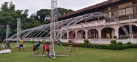 Sistema de armazón de techo curvo de aluminio para iluminación de escenarios, suspensión de sonido para DJ, espectáculos musicales al aire libre, stand de exhibición.