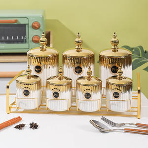 Nordic Ceramic <b>Airtight</b> Storage <b>Jar</b> Large Capacity Cylinder Metal Lid For Kitchen Grains Cereals Decorative Container - Product Image 2