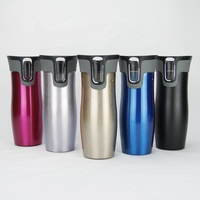 Mug Perjalanan Vakum Isolasi Dinding Ganda Stainless Steel 500ml, Tutup Anti Tumpah, Desain Loop, Isolasi Termal 6-12 Jam, Bebas BPA