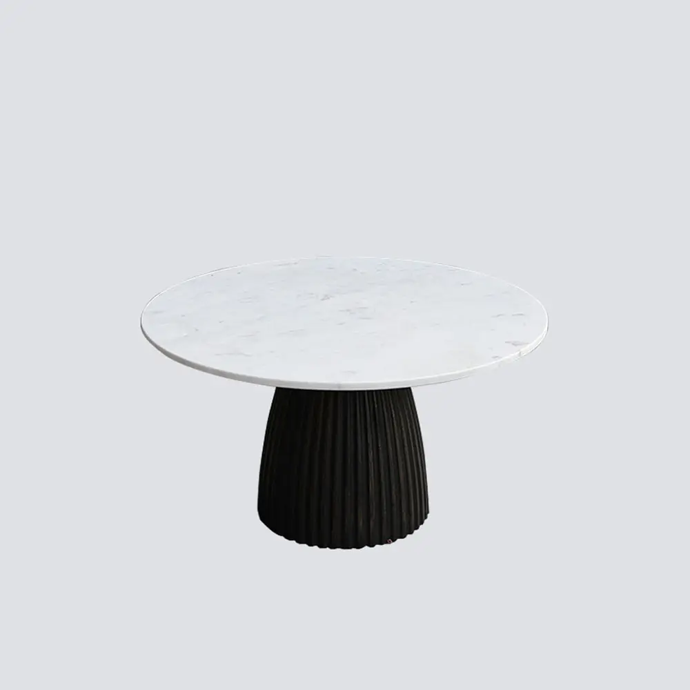 NS 가구 대리석 표면 현대 디자인 커피 테이블 단단한 나무 트렁크 화이트 대리석 악센트 호텔 가구 카페
