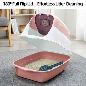 Toilette pour chat rose à capot, avec parois hautes et système anti-odeur, livraison rapide UE depuis la Pologne - Product Image 5