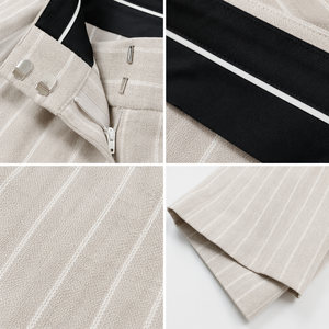 Shorts de <span class=keywords><strong>Lino</strong></span> para <span class=keywords><strong>Mujer</strong></span>, Plisados, con Rayas Verticales, Cintura Natural, Forrados, Casuales, Elegantes, de Oficina, para Verano - Product Image 5