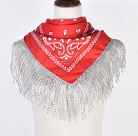 Bandana à franges motif diamant 100% polyester, foulard paisley, accessoire de cheveux pour hip-hop et danse de rue, idéal pour les fêtes