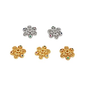 Soporte para Flores de Circonio, Chapado en Oro de 14K, Cobre, Cuentas Espaciadoras para Joyería DIY, C21 - Product Image 5