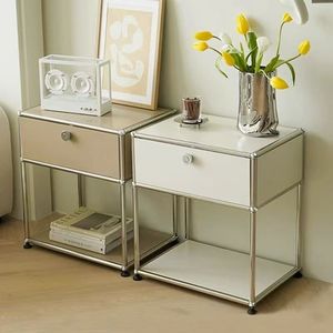 Armoire latérale Ins moderne simple <span class=keywords><strong>Table</strong></span> de chevet en acier inoxydable de luxe médiéval <span class=keywords><strong>avec</strong></span> combinaison de rangement pour canapé pour tables de chevet - Product Image 3
